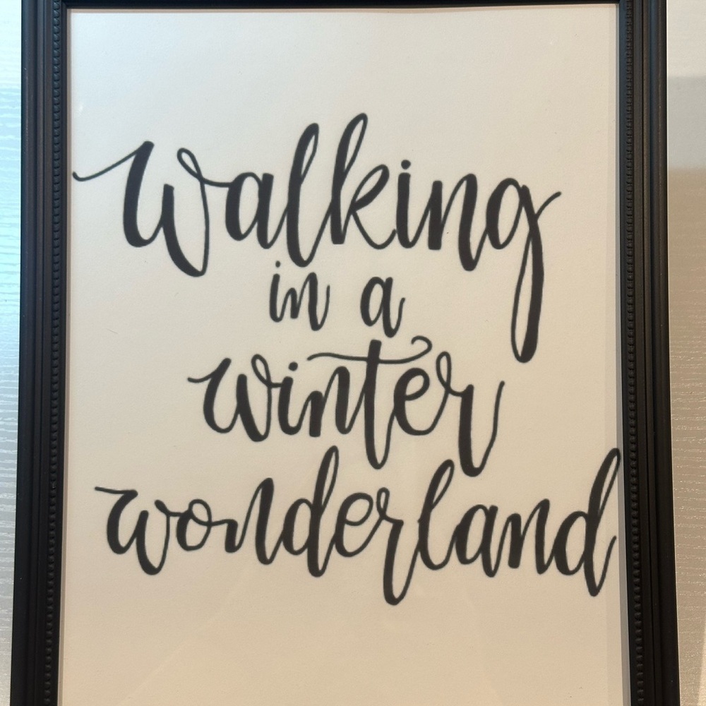 walking in a winter wonderland cursive Christmas holidays framed art print 8x10"